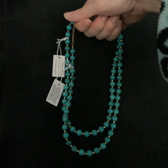 Turquoise and Gold Beaded Necklace - Picture 15 of 15